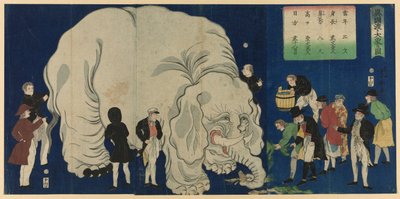 De grote olifant uit een vreemd land (Ikoku watari dai zo no zu) door Utagawa Yoshiharu