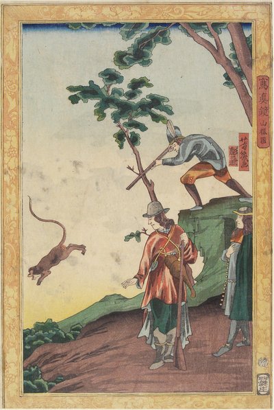 Jachtscène, januari 1861 door Utagawa Yoshiiku
