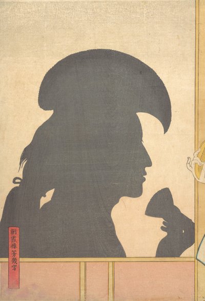 Silhouetbeeld van Kabuki-acteur door Utagawa Yoshiiku