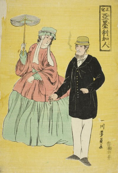 Amerikanen getekend uit het leven door Utagawa Yoshikazu