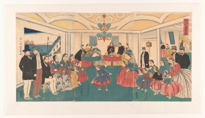 Buitenlanders vermaken zich tijdens een banket door Utagawa Yoshikazu