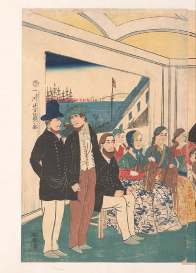Buitenlanders vermaken zich tijdens een banket door Utagawa Yoshikazu