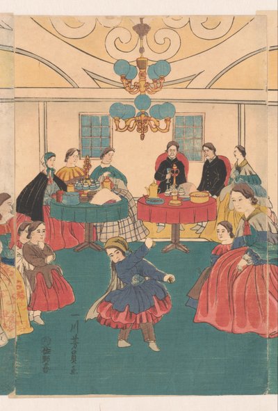 Buitenlanders vermaken zich tijdens een banket door Utagawa Yoshikazu