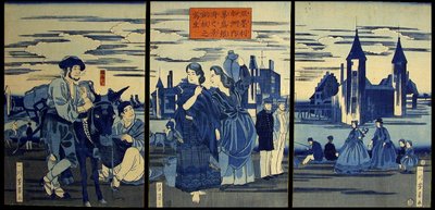 Schets van een Koperen Plaat van de Stad Washington door Utagawa Yoshikazu