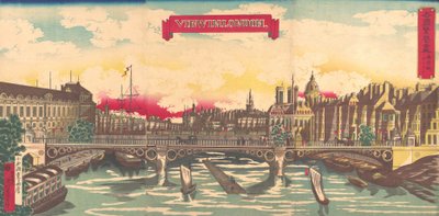 Uitzicht in Londen, de Welvaart van Landen: Londen, Engeland, september 1872 door Utagawa Yoshimori