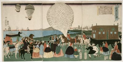 Luchtballonvaren in Amerika, uitgegeven 1865 door Utagawa Yoshitora