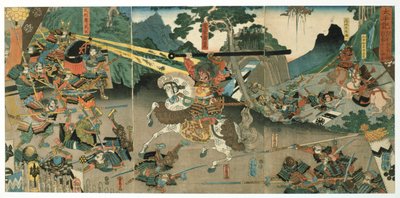 Slag, uit de serie 47 Trouw Samoerai, 1850-1880 door Utagawa Yoshitora