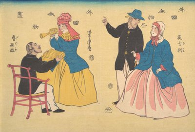 Engelse en Russische Stellen, 1e maand door Utagawa Yoshitora