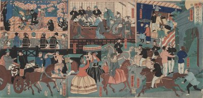 Buitenlanders die Yokohama bezoeken door Utagawa Yoshitora