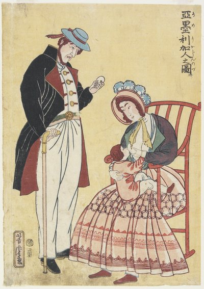 Portret van een Amerikaanse Familie door Utagawa Yoshitora