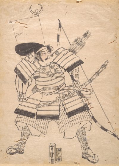 Voorbereidende tekening voor een krijgerprent door Utagawa Yoshitora