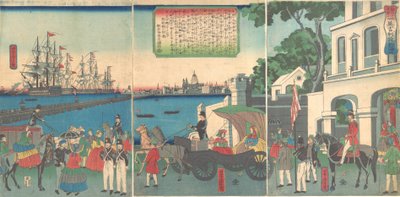 De Haven van Londen, Engeland, 2e maand, 1862 door Utagawa Yoshitora