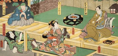 Scène uit Genji monogatari (Verhaal van Genji) door Murasaki Shibuku (geb. 978) ca. 1860 door Utagawa and Toyokuni Kuniyoshi