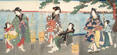 Scène uit Genji monogatari (Verhaal van Genji) door Murasaki Shibuku (geb. 978) ca. 1860 door Utagawa and Toyokuni Kuniyoshi