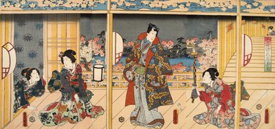 Scène uit Genji monogatari (Verhaal van Genji) door Murasaki Shibuku (geb. 978) ca. 1860 door Utagawa and Toyokuni Kuniyoshi