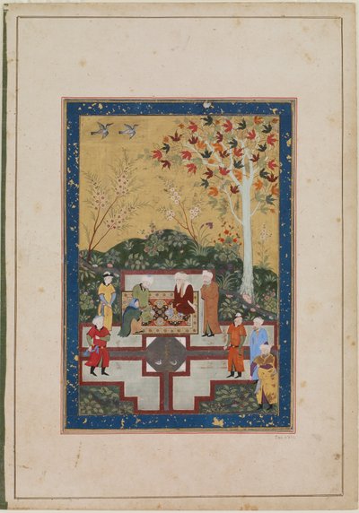 Album folio; Een oude vrouw en twee wijzen door Uzbek School