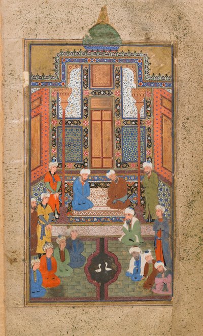 Paleisscène in een Tuhfat al-Ahrar (Geschenk van de vrijen) Bukhara, Oezbekistan, Oezbeekse periode, ca. 1540 door Uzbek School