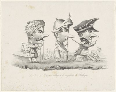Spotprent op de Rotterdamse schutterij, 1830 door V. Dubrulle