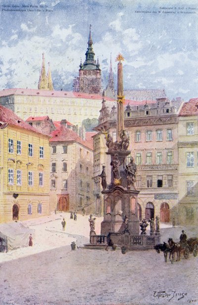 Pestzuil van de Heilige Drie-eenheid, Malostranske Namesti, Mala Strana, Praag door Vaclav Jansa