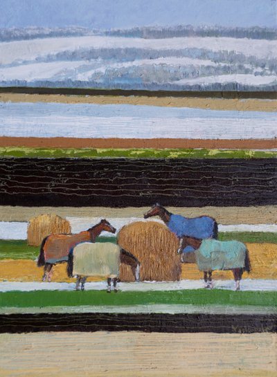 Paarden in dekens door Vadym Vaskovsky