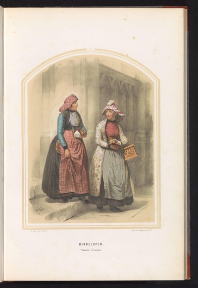 Klederdracht van Hindeloopen in Friesland, 1857 door Valentijn Bing