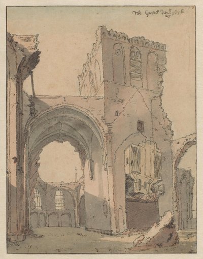 De ruïne van de Grote Kerk in Grave door Valentijn Klotz (attributed to)