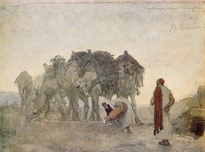 De dienaar van Abraham vindt Rebekka als bruid voor Isaak door Valentin Aleksandrovich Serov
