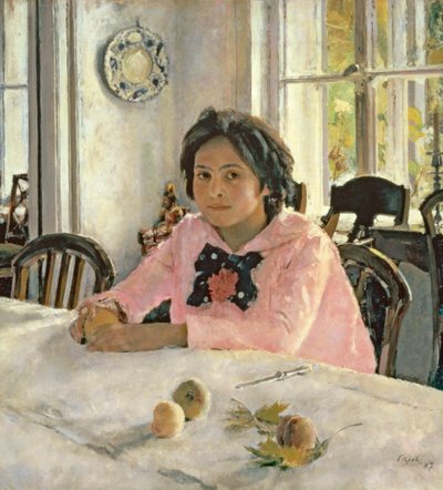 Meisje met perziken door Valentin Aleksandrovich Serov