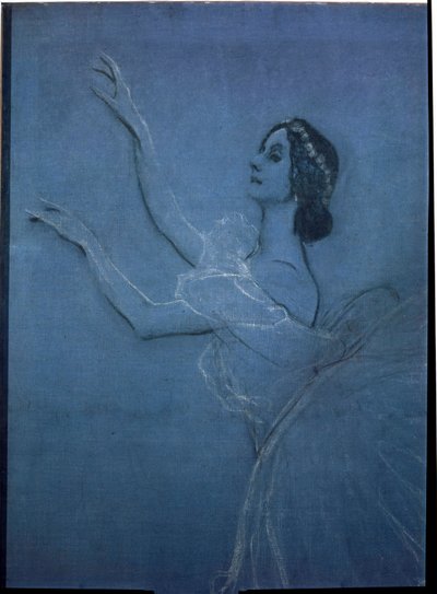 De ballerina Anna Pavlova in het ballet de "Sylphides" (detail) door Valentin Aleksandrovich Serov