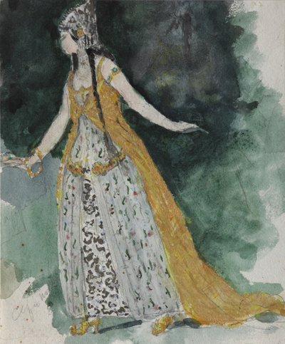 Lyudmila. Kostuumontwerp voor de opera Ruslan en Lyudmila van M. Glinka door Valentin Aleksandrovich Serov