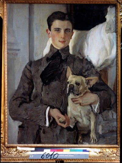 Portret van prins Felix Yusupov, graaf Sumarokov Elston, met een hond door Valentin Aleksandrovich Serov