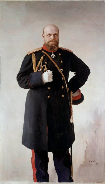 Portret van Alexander III (1845-1895), keizer van Rusland (detail) door Valentin Aleksandrovich Serov