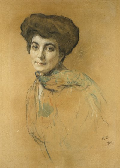 Portret van Elena Ivanovna Roerich door Valentin Aleksandrovich Serov