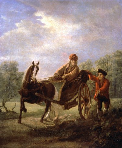 Voltaire in een kar, ca. 1770-1775 door Valentin Aleksandrovich Serov