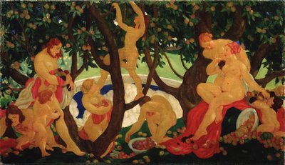 Appels plukken, 1917 door Valentin Alexandrovich Yakovlev