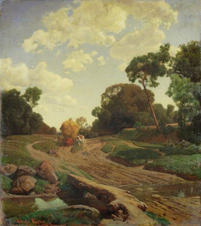 Landschap met hooikar, ca. 1858 door Valentin Ruths