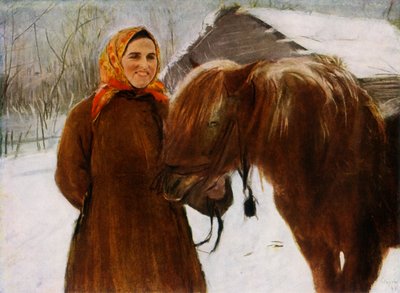 Vrouw met een paard, 1898, 1965 door Valentin Serov
