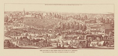 Leven in een Duitse kuuroordstad rond het midden van de 17e eeuw (gravure) door Valentin Wagner