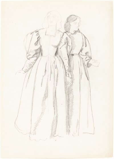 Studie van twee jonge vrouwen [recto] door Valentine Cameron Prinsep