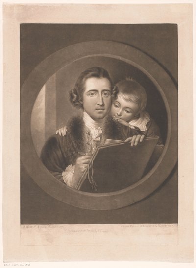 Portret van kunstenaar Benjamin West met zijn zoon Raphael door Valentine Green