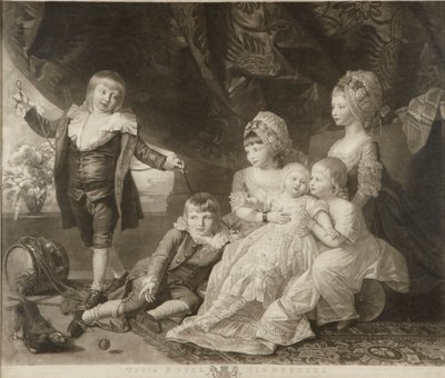 Prinses Augusta, Prinses Elizabeth, Prins Ernest, Prins Augustus, Prins Adolphus en Prinses Mary door Valentine Green