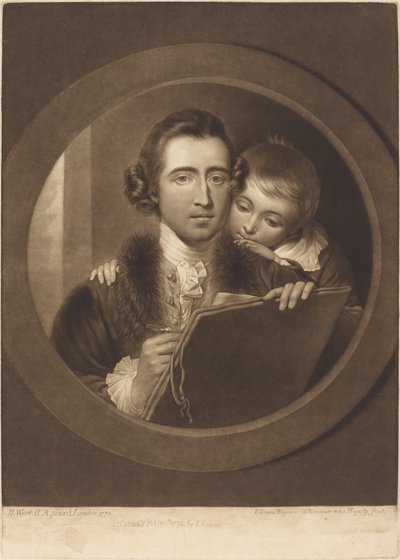 Benjamin West en zijn zoon RI West door Valentine Green after Benjamin West