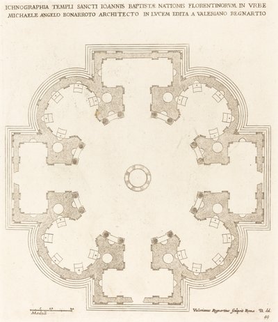 Grondplan van de kerk van Sint Johannes de Doper door Valerien Regnard