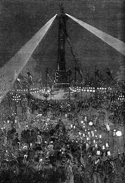 Verlichting van Place de la Bastille in Parijs door Valnay Pere et fils