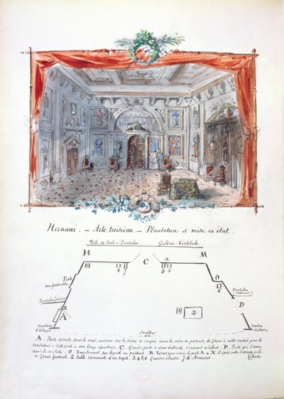 Decorontwerp en regieaanwijzingen voor een productie van Hernani door Victor Hugo (1802-85), 1879 door Valnay Pere et fils