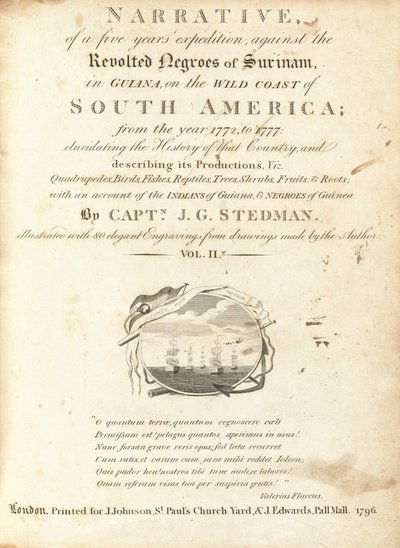 Verhaal van een Vijfjarige Expeditie tegen de Opstandige Negers van Suriname, in Guiana, aan de Wilde Kust van Zuid-Amerika (deel II) door Various Artists, including William Blake, after John Gabriel Stedman
