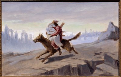 Ivan Tsarevitsj die de Grijze Wolf berijdt (Russisch traditioneel verhaal) door Vasili Grigorevich Perov