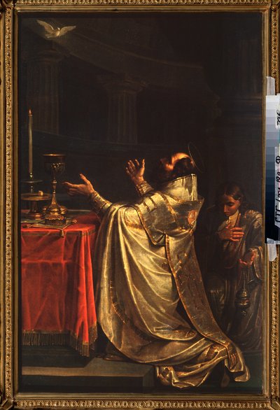 Basilios de Grote (330-379) knielend voor de duif van de Heilige Geest door Vasili Kuzmich Shebuev