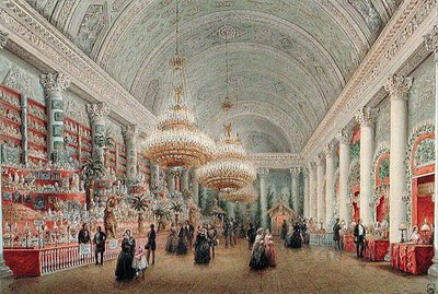 Liefdadigheidsbazaar in de banketzaal van het Yusupov-paleis door Vasili Semenovich Sadovnikov