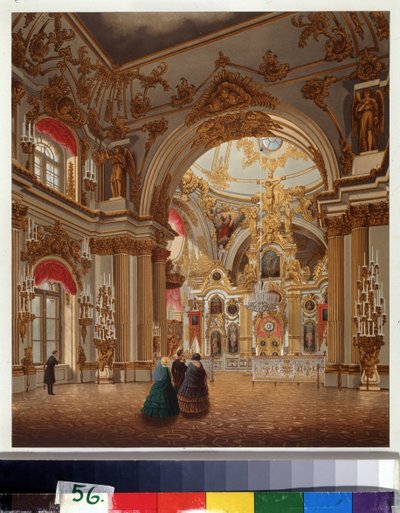 De grote kapel van het Winterpaleis in Sint-Petersburg door Vasili Semenovich Sadovnikov
